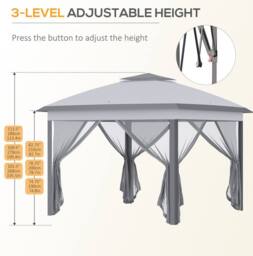 STILVORA Pop-Up Gazebo 3.3 m with Mesh Sidewalls in Grey - thumbnail 7