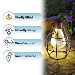 Marco Paul 23cm Bronze Metal Firefly Solar Powered Garden Lantern - thumbnail 4