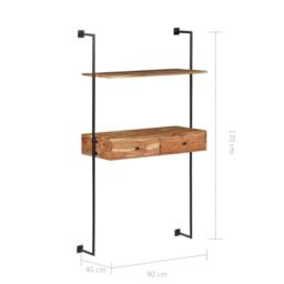 Berkfield Home Wall Desk 90x40x170 cm Solid Acacia Wood in Brown - Size: 90 x 40 x 170 cm - thumbnail 8
