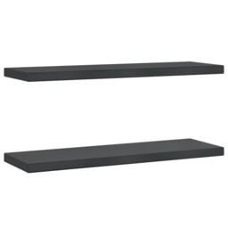 Berkfield Home Wall Shelves 2 pcs 75x23.5x3 cm Black Stainless Steel - thumbnail 2