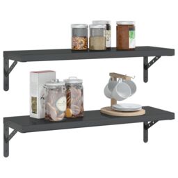 Berkfield Home Wall Shelves 2 pcs 75x23.5x3 cm Black Stainless Steel - thumbnail 4