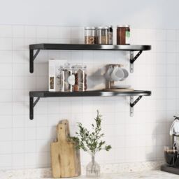 Berkfield Home Wall Shelves 2 pcs 75x23.5x3 cm Black Stainless Steel