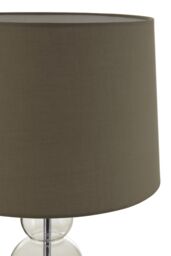 Orsina Subtle Grey Shade Table Lamp With 3 Clear Glass Orbs, Clean-Line Accent Light, Round Base Lamp For Lounge - thumbnail 2