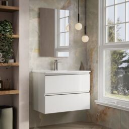 Banyetti Vatilla 800mm Wall Hung Vanity Unit with Athena Basin - Gloss White - thumbnail 2