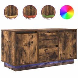 Berkfield Home TV Cabinet with LED Lights Smoked Oak 100x41x50 cm in Brown - Size: 100 x 41 x 50 cm - thumbnail 2