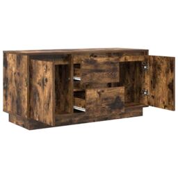 Berkfield Home TV Cabinet with LED Lights Smoked Oak 100x41x50 cm in Brown - Size: 100 x 41 x 50 cm - thumbnail 6