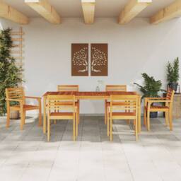 Berkfield Home 9-Piece Garden Dining Set - Solid Acacia Wood in Brown - thumbnail 4