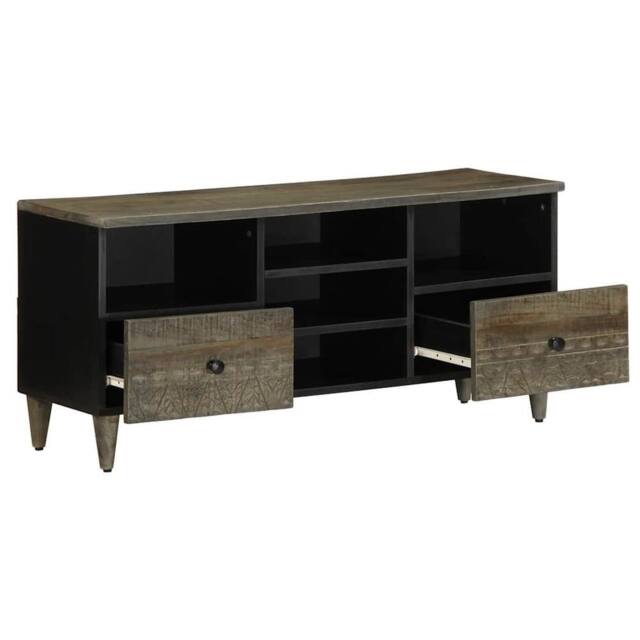 Berkfield Home TV Cabinet Black 100x33x46 cm Solid Wood Mango - Size: 100 x 33 x 46 cm - image 1