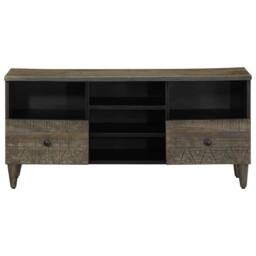 Berkfield Home TV Cabinet Black 100x33x46 cm Solid Wood Mango - Size: 100 x 33 x 46 cm - thumbnail 3