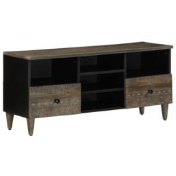 Berkfield Home TV Cabinet Black 100x33x46 cm Solid Wood Mango - Size: 100 x 33 x 46 cm - thumbnail 2