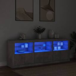Berkfield Home Sideboard with LED Lights Concrete Grey 181.5x37x67 cm - thumbnail 1