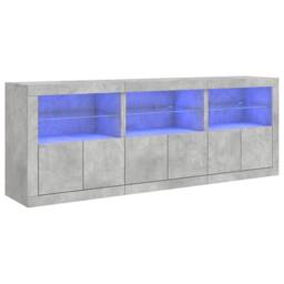 Berkfield Home Sideboard with LED Lights Concrete Grey 181.5x37x67 cm - thumbnail 3