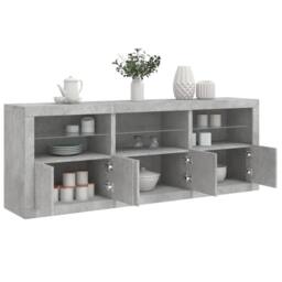 Berkfield Home Sideboard with LED Lights Concrete Grey 181.5x37x67 cm - thumbnail 2
