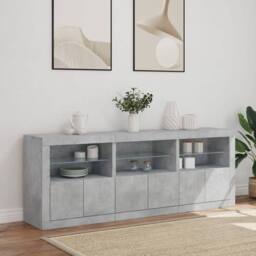 Berkfield Home Sideboard with LED Lights Concrete Grey 181.5x37x67 cm - thumbnail 4