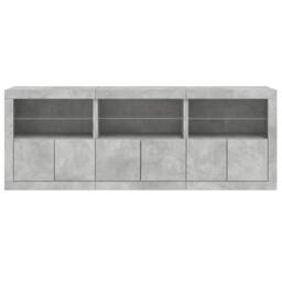 Berkfield Home Sideboard with LED Lights Concrete Grey 181.5x37x67 cm - thumbnail 6