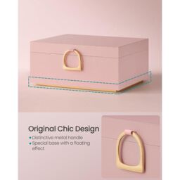SONGMICS Two Layer Jewellery Box with Handle & Removable Tray in Light Pink - thumbnail 3