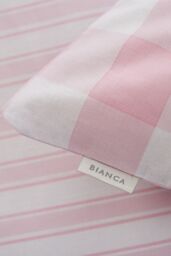 Bianca 'Check & Stripe' Cotton Duvet Set in Pink - Size: Double - thumbnail 3