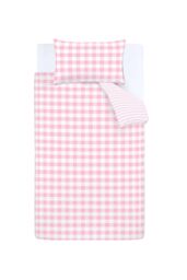 Bianca 'Check & Stripe' Cotton Duvet Set in Pink - Size: Double - thumbnail 5