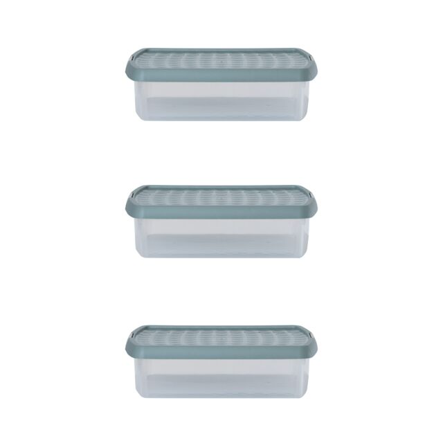 Wham Clip 3x 8.5L Rectangular Plastic Storage Boxes with Clip Lock Lids in Green - image 1