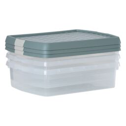 Wham Clip 3x 8.5L Rectangular Plastic Storage Boxes with Clip Lock Lids in Green - thumbnail 4
