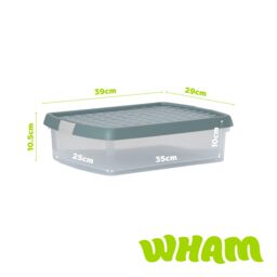 Wham Clip 3x 8.5L Rectangular Plastic Storage Boxes with Clip Lock Lids in Green - thumbnail 5