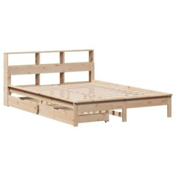 Berkfield Home Bookcase Bed without Mattress 135x190 cm Double Solid Wood Pine in Brown - thumbnail 3