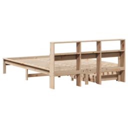 Berkfield Home Bookcase Bed without Mattress 135x190 cm Double Solid Wood Pine in Brown - thumbnail 6