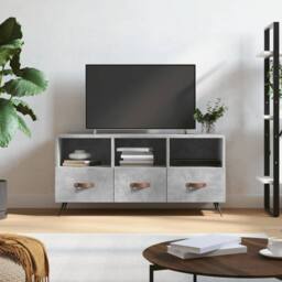 Berkfield Home TV Cabinet Concrete Grey 102x36x50 cm Engineered Wood - Size: 102 x 36 x 50 cm - thumbnail 2