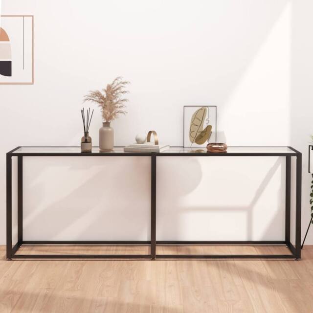 Berkfield Home Console Table Transparent 200x35x75.5cm Tempered Glass in Clear - Size: 200x35x75.5 cm - image 1