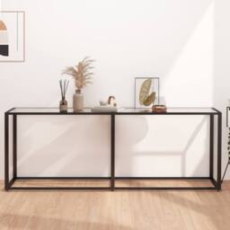 Berkfield Home Console Table Transparent 200x35x75.5cm Tempered Glass in Clear - Size: 200x35x75.5 cm - thumbnail 1