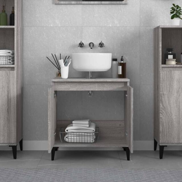 Berkfield Home Sink Cabinet Grey Sonoma 58x33x60 cm Engineered Wood - Size: 58 x 33 x 60 cm - image 1