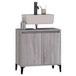 Berkfield Home Sink Cabinet Grey Sonoma 58x33x60 cm Engineered Wood - Size: 58 x 33 x 60 cm - thumbnail 4