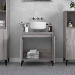Berkfield Home Sink Cabinet Grey Sonoma 58x33x60 cm Engineered Wood - Size: 58 x 33 x 60 cm - thumbnail 1