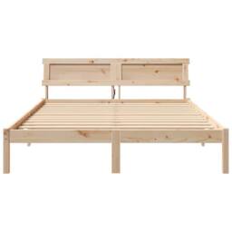 Berkfield Home with LED Strip Lights with Headboard Brown 150 x 200 cm Pine wood in Light Tan - thumbnail 5