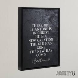 "Artery8 Corinthians 5 17 New Creation Bible Quote Framed Canvas Wall Art Print in Grey - Size: W12"" x H16""" - thumbnail 2