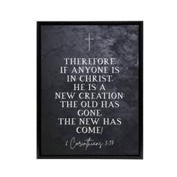"Artery8 Corinthians 5 17 New Creation Bible Quote Framed Canvas Wall Art Print in Grey - Size: W12"" x H16""" - thumbnail 1