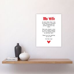 "Artery8 Love Poem Ginger Wife Romantic Funny Wall Art Print in White - Size: W24"" x H32""" - thumbnail 4