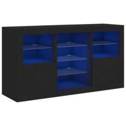 Berkfield Home Sideboard with LED Lights Black 123x37x67 cm - Size: 123 x 37 x 67 cm - thumbnail 1