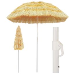 Berkfield Home Beach Umbrella Natural 180 cm Hawaii Style in Brown - thumbnail 1