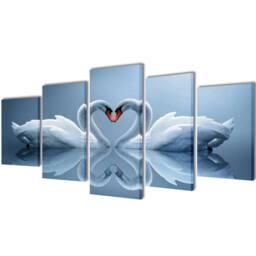Berkfield Home Romantic Canvas Wall Print Set Swan 200 x 100 cm - thumbnail 2