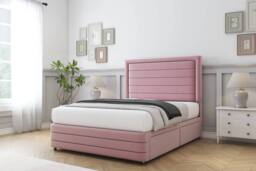 "Comfort Beds Anna Plush Divan Base No Drawers - 54"" Headboard-Footboard in Pink - Size: King" - thumbnail 2