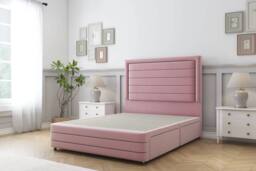 "Comfort Beds Anna Plush Divan Base No Drawers - 54"" Headboard-Footboard in Pink - Size: King" - thumbnail 3