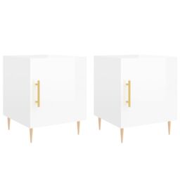 Berkfield Home Bedside Cabinets 2 pcs High Gloss White 40x40x50 cm Engineered Wood - Size: 40 x 40 x 50 cm - thumbnail 2
