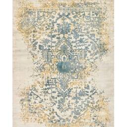 Wyld and Coco Elara Viscose Area Rug - Oriental Distressed 140 x 200 cm Yellow-Green in Green - Size: 140 cm x 200 cm - thumbnail 2
