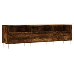 Berkfield Home TV Cabinet Smoked Oak 150x30x44.5 cm Engineered Wood in Brown - thumbnail 1