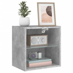 Berkfield Home Decorative Bedside Cabinet with LED Lights Wall-mounted Concrete Grey - thumbnail 5