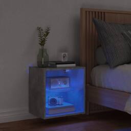 Berkfield Home Decorative Bedside Cabinet with LED Lights Wall-mounted Concrete Grey - thumbnail 1