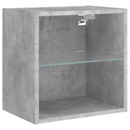 Berkfield Home Decorative Bedside Cabinet with LED Lights Wall-mounted Concrete Grey - thumbnail 6