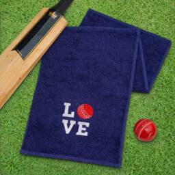 Duncan Stewart Love Sports Cricket Towel in Navy - thumbnail 1