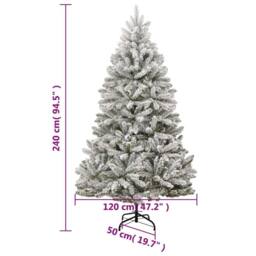 Berkfield Home Beautiful Artificial Hinged Christmas Tree with Flocked Snow 240 cm in White - thumbnail 9
